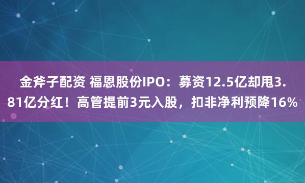 金斧子配资 福恩股份IPO：募资12.5亿却甩3.81亿分红！高管提前3元入股，扣非净利预降16%